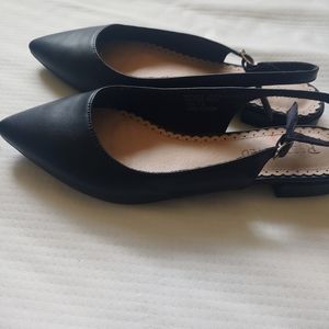 Restricted Black Slingback Flats
